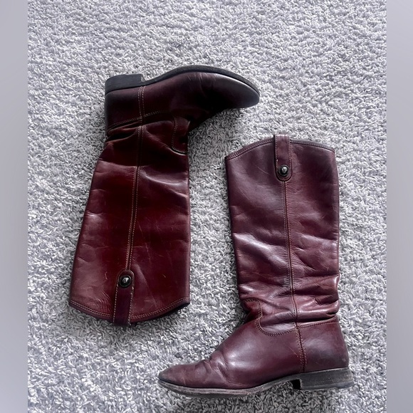 These Frye Melissa Button Riding Boots in Cognac Brown 7.5 Steampunk Horse Girl - Picture 2 of 5